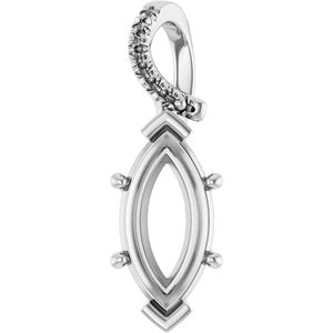 18K White Gold 14x7 mm Marquise Pendant Mounting – image 2