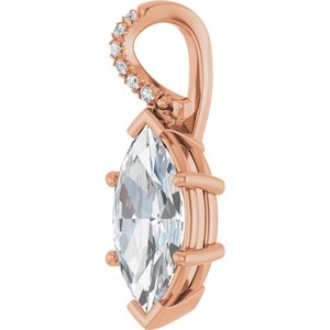 14K Rose Gold 14x7 mm Marquise Pendant Mounting – image 3