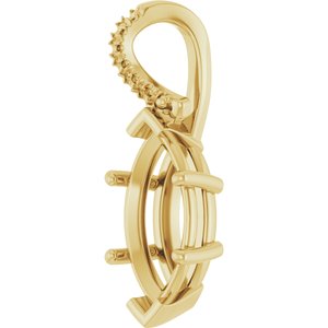 14K Yellow Gold 14x7 mm Marquise Pendant Mounting – image 4