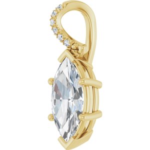 14K Yellow Gold 14x7 mm Marquise Pendant Mounting – image 3