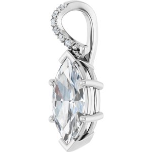 18K White Gold 14x7 mm Marquise Pendant Mounting – image 3