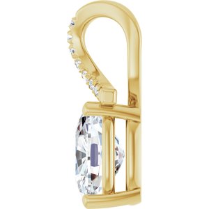 18K Yellow Gold 9x7 mm Elongated Cushion Pendant Mounting – image 5