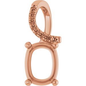 18K Rose Gold 9x7 mm Elongated Cushion Pendant Mounting – image 2