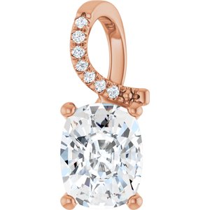 14K Rose Gold 9x7 mm Elongated Cushion Pendant Mounting