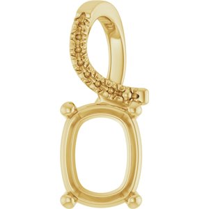 10K Yellow Gold 9x7 mm Elongated Cushion Pendant Mounting – image 2