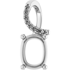 Platinum 9x7 mm Elongated Cushion Pendant Mounting – image 2