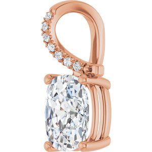 10K Rose Gold 9x7 mm Elongated Cushion Pendant Mounting – image 3