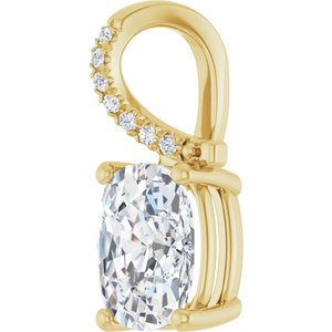 18K Yellow Gold 9x7 mm Elongated Cushion Pendant Mounting – image 3