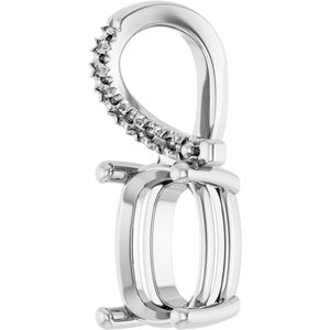 10K White Gold 9x7 mm Elongated Cushion Pendant Mounting – image 4