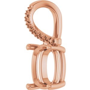 10K Rose Gold 9x7 mm Elongated Cushion Pendant Mounting – image 4