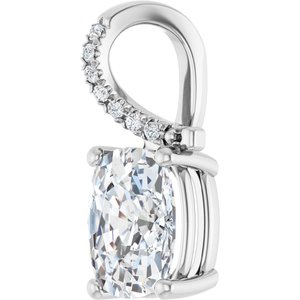 14K White Gold 9x7 mm Elongated Cushion Pendant Mounting – image 3