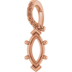 18K Rose Gold 9x4.5 mm Marquise Pendant Mounting – image 2