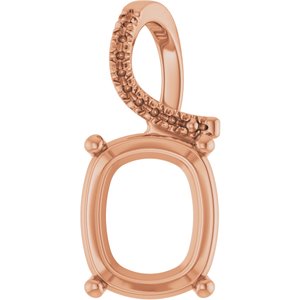 10K Rose Gold 12x10 mm Elongated Cushion Pendant Mounting – image 2