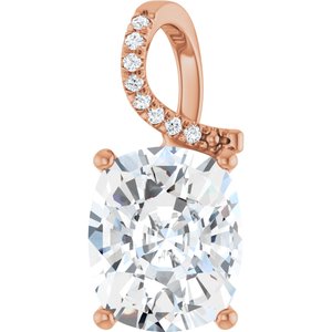 18K Rose Gold 12x10 mm Elongated Cushion Pendant Mounting