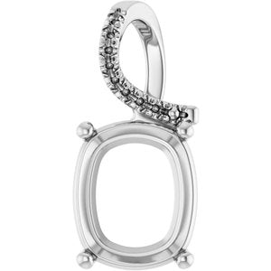 10K White Gold 12x10 mm Elongated Cushion Pendant Mounting – image 2
