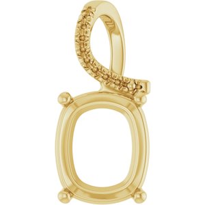 18K Yellow Gold 12x10 mm Elongated Cushion Pendant Mounting – image 2