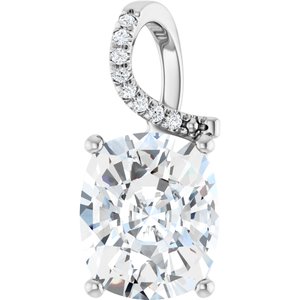 14K X1 White Gold 12x10 mm Elongated Cushion Pendant Mounting