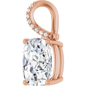 14K Rose Gold 12x10 mm Elongated Cushion Pendant Mounting – image 3