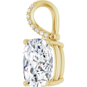 14K Yellow Gold 12x10 mm Elongated Cushion Pendant Mounting – image 3
