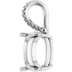 Platinum 12x10 mm Elongated Cushion Pendant Mounting – image 4