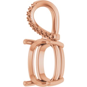 14K Rose Gold 12x10 mm Elongated Cushion Pendant Mounting – image 4
