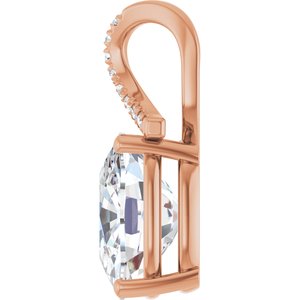 18K Rose Gold 12x10 mm Elongated Cushion Pendant Mounting – image 5