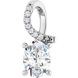 Platinum 7.5x5.5 mm Oval Pendant Mounting
