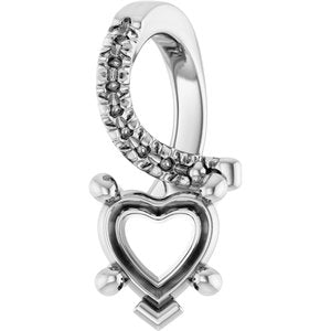 10K White Gold 5x5 mm Heart Pendant Mounting – image 2