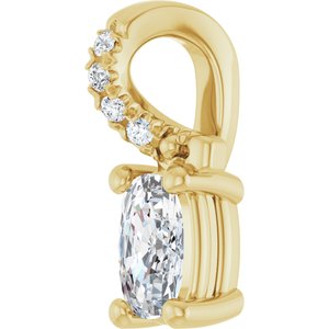 14K Yellow Gold 5x3 mm Elongated Cushion Pendant Mounting – image 3
