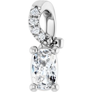 14K White Gold 5x3 mm Elongated Cushion Pendant Mounting