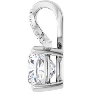 14K White Gold 8x8 mm Cushion Pendant Mounting – image 5