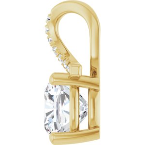 18K Yellow Gold 8x8 mm Cushion Pendant Mounting – image 5