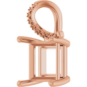 10K Rose Gold 9x9 mm Square Pendant Mounting – image 4