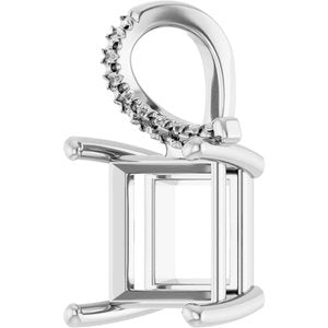 Sterling Silver 9x9 mm Square Pendant Mounting – image 4