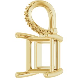 14K Yellow Gold 9x9 mm Square Pendant Mounting – image 4
