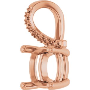 10K Rose Gold 8x8 mm Cushion Pendant Mounting – image 4