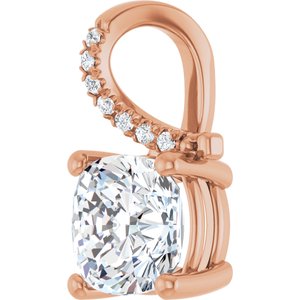 10K Rose Gold 8x8 mm Cushion Pendant Mounting – image 3