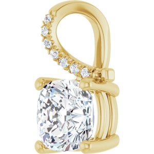 18K Yellow Gold 8x8 mm Cushion Pendant Mounting – image 3