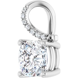 Platinum 8x8 mm Cushion Pendant Mounting – image 3