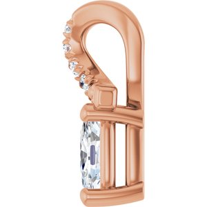 18K Rose Gold 5x3 mm Elongated Cushion Pendant Mounting – image 5