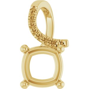 10K Yellow Gold 8x8 mm Cushion Pendant Mounting – image 2