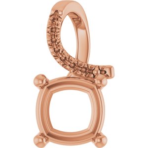 10K Rose Gold 8x8 mm Cushion Pendant Mounting – image 2