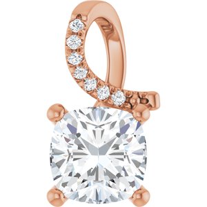 18K Rose Gold 8x8 mm Cushion Pendant Mounting