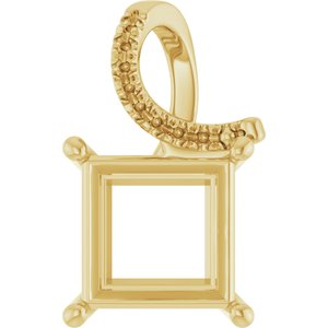 18K Yellow Gold 9x9 mm Square Pendant Mounting – image 2