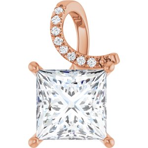 18K Rose Gold 9x9 mm Square Pendant Mounting