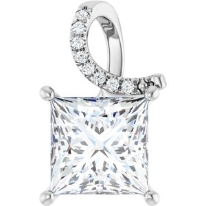 14K White Gold 9x9 mm Square Pendant Mounting