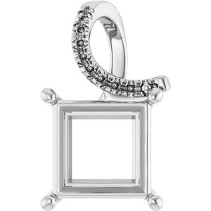 Continuum Sterling Silver 9x9 mm Square Pendant Mounting – image 2
