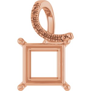 18K Rose Gold 9x9 mm Square Pendant Mounting – image 2