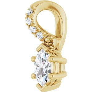 14K Yellow Gold 5x3 mm Marquise Pendant Mounting – image 3