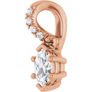 14K Rose Gold 5x3 mm Marquise Pendant Mounting – image 3